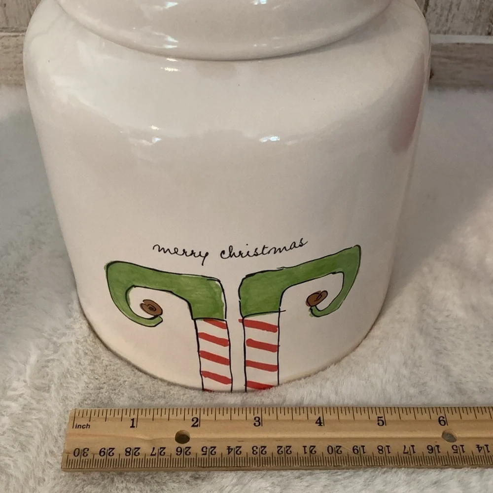 Rae Dunn Merry Christmas Elf Feet Canister